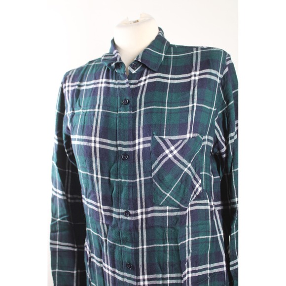 Rails S Green Bianca Plaid Flannel Shirt Dress Long Sleeve Button Up - Picture 2 of 7